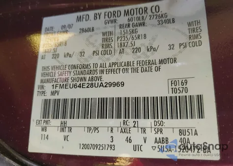 2008 Ford Explorer Eddie Bauer из США, поврежденный, VIN 1FMEU64E28UA29969